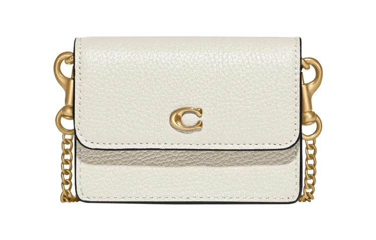 COACH Grain Leather Shoulder Bag, Crossbody Bag, Coin Purse, Card Holder Women's White