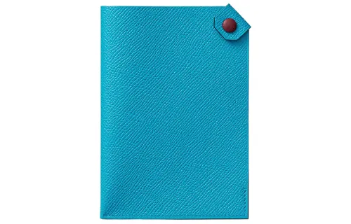 HERMES Tarmac Cow Leather Passport Card Holder Women's Frida Blue