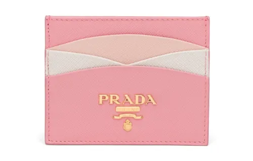 PRADA Leather Card Holder Women's Pink