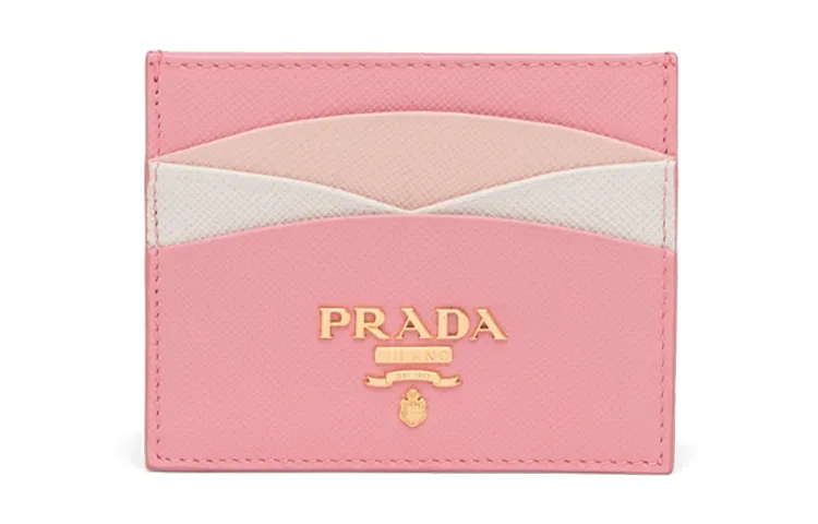 PRADA Leather Card Holder Women's Pink