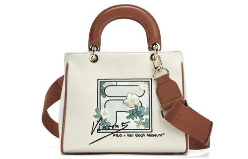 FILA Van Gogh Museum Trendy PU, Textile Shoulder Bag, Crossbody Bag, Handbag Regular Women's Cloud White