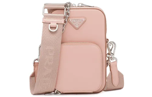 PRADA Saffiano Leather Shoulder Bag Women's Pink
