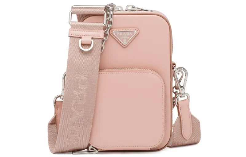 PRADA Saffiano Leather Shoulder Bag Women's Pink