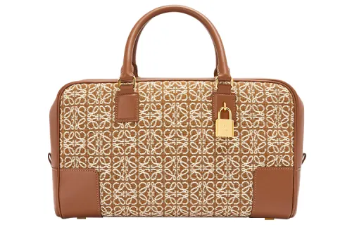 LOEWE Amazona Canvas With Calfskin Shoulder Bag, Crossbody Bag, Handbag Medium Women's Gold