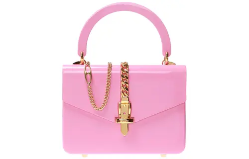 GUCCI Sylvie 1969 Plexiglass Box Bag, Chain Shoulder Bag, Crossbody Bag, Handbag Women's Pink