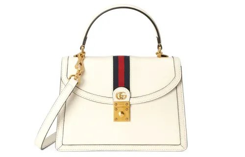 GUCCI Ophidia Leather Shoulder Bag, Crossbody Bag, Handbag Small Women's White