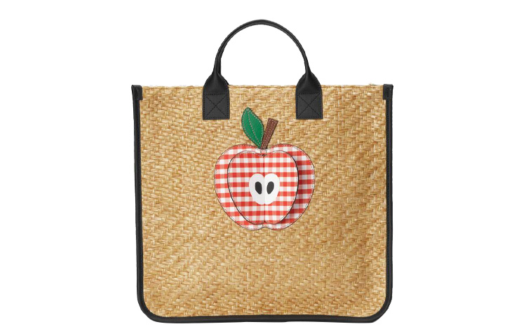 GUCCI Straw Woven Material With Leather Tote Bag, Shopping Bag, Handbag, Kids' Bag Kids' Beige/Black