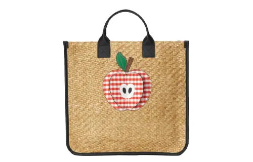 GUCCI Straw Woven Material With Leather Tote Bag, Shopping Bag, Handbag, Kids' Bag Kids' Beige/Black