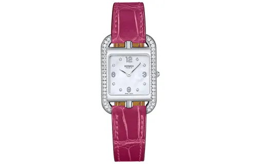 HERMES Cape Cod Wrist Watch Quartz Movement Genuine Leather Strap 23*23mm White Dial Women's Watch 30m Water Resistant