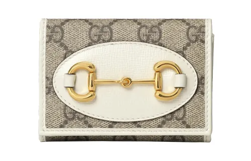 GUCCI Women's 1955 Horsebit Logo Wallet Coin Purse Beige