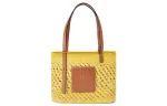 LOEWE Square Basket Palm With Cow Leather Vacation Bag, Handbag, Shoulder Bag Women's Yellow