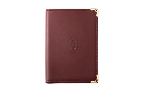 CARTIER Calfskin Passport Holder Unisex Burgundy