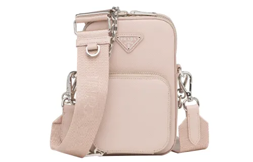 PRADA Saffiano Calfskin Shoulder Bag Women's Water Lily Color