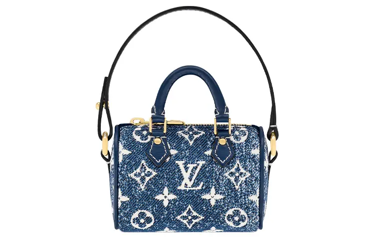 LOUIS VUITTON Speedy Denim Pillow Bag Key Pouch Coin Purse Extra Mini Women's Blue