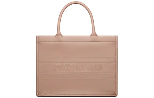 DIOR BookTote Brand Logo Cow Leather Tote Bag, Shopping Bag, Shoulder Bag, Handbag Women's Warm Taupe
