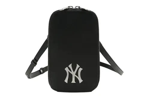 MLB Leather Cell Phone Pouch, Crossbody Bag, Shoulder Bag Unisex Black