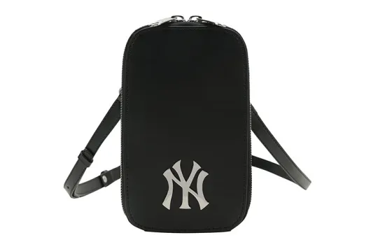 MLB Leather Cell Phone Pouch, Crossbody Bag, Shoulder Bag Unisex Black