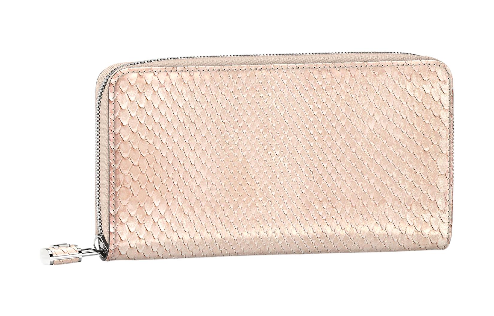 LOUIS VUITTON Zippy Wallet Padlock Series Python Skin Goat Leather Lined Long Zipper Padlock Wallet Wallet Women's Rose Gold