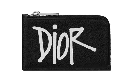 DIOR Grain Calfskin Card Holder Card Holder Unisex Black