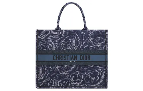 DIOR BookTote Pattern Embroidery Tote Bag, Shopping Bag, Handbag, Handbag Large Women's Blue