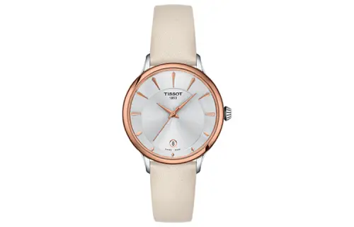 TISSOT Nourishing Ting Collection Quartz Movement Women's Watch 33.17mm Silver Dial Stainless Steel Case