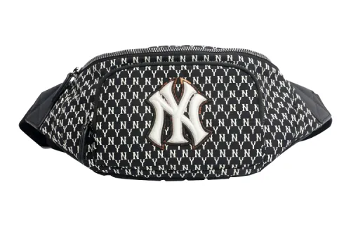MLB Monogram Collection Polyamide One Shoulder Crossbody Sling Bag, Fanny Pack Regular Unisex Black