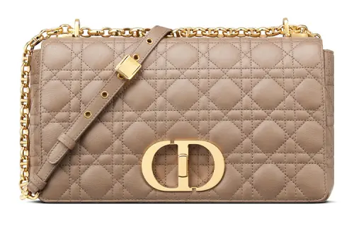 DIOR Caro Soft Cow Leather Shoulder Bag, Crossbody Bag Large Women's Warm Taupe