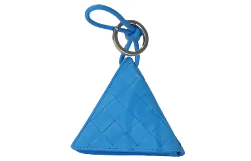 Bottega Veneta Solid Color Leather Key Pouch Women's Blue