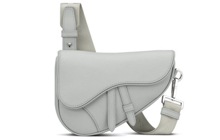 DIOR Saddle Grained Calfskin Saddle Bag, Fanny Pack, Sling Bag, Shoulder Bag, Crossbody Bag Mini Unisex Gray