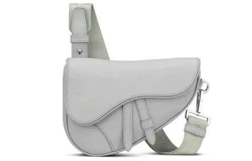 DIOR Saddle Grained Calfskin Saddle Bag, Fanny Pack, Sling Bag, Shoulder Bag, Crossbody Bag Mini Unisex Gray