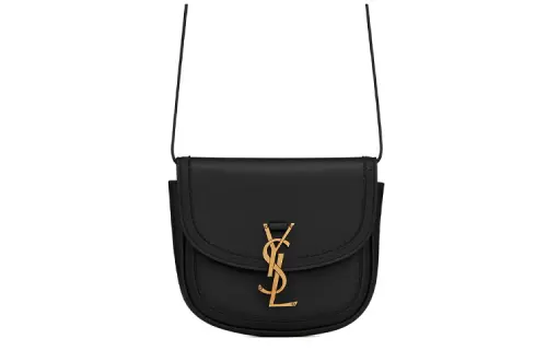 SAINT LAURENT KAIA Smooth Porous Calfskin Saddle Bag, Crossbody Bag, Shoulder Bag Small Women's Black