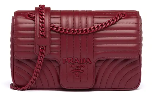 PRADA Luggage Collection Cow Leather Crossbody Bag, Shoulder Bag Women's Cherry