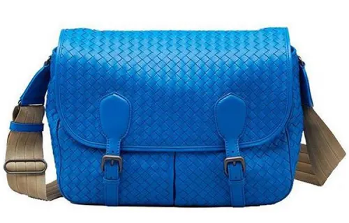 Bottega Veneta Casual Cow Leather Crossbody Bag, Shoulder Bag Unisex Blue