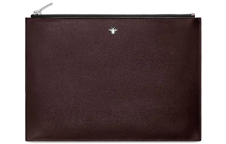 DIOR Calfskin Clutch Men's Burgundy