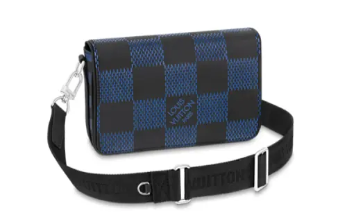 LOUIS VUITTON Cow Leather Messenger Bag, Shoulder Bag Men's Black Blue