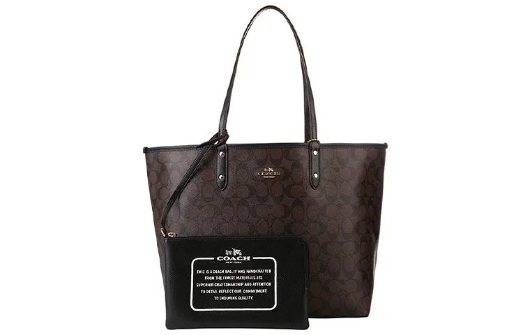 COACH PVC Combo Bag, Tote Bag, Shopping Bag, Shoulder Bag Large Women's Black Brown Monogram