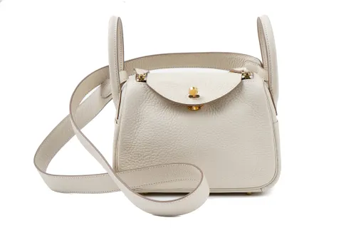 HERMES Lindy Taurillon Clemence Cow Leather Handbag 19 Women's 10 Craie Milkshake White