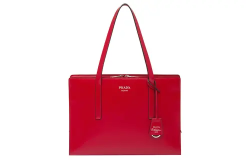 PRADA Re Edition Shiny Leather Tote Bag, Shopping Bag, Shoulder Bag, Handbag Women's Red