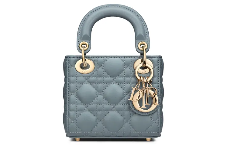 DIOR Lady Dior Sheepskin Handbag Extra Mini Women's Haze Blue