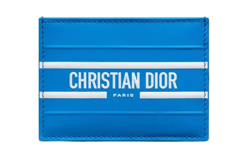 DIOR Cow Leather Card Holder, Wallet, Card Holder Women's Fluorescent Blue