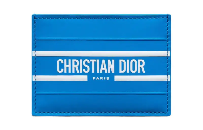 DIOR Cow Leather Card Holder, Wallet, Card Holder Women's Fluorescent Blue
