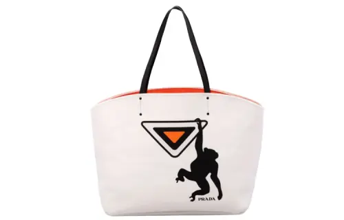 PRADA Canvas Handbag Large Unisex White
