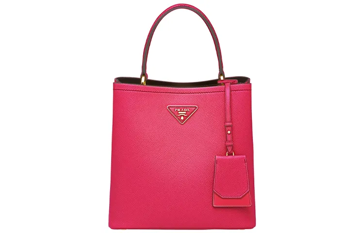 PRADA Saffiano Brand Logo Handbag Women's Magenta