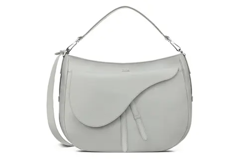 DIOR Saddle Grain Cow Leather Handbag, Shoulder Bag, Crossbody Bag Unisex Gray White