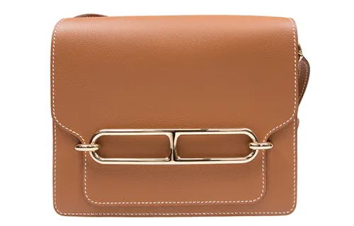 HERMES Roulis Evercolor Calfskin Pig Nose Crossbody Bag, Shoulder Bag Women's 37 Gold