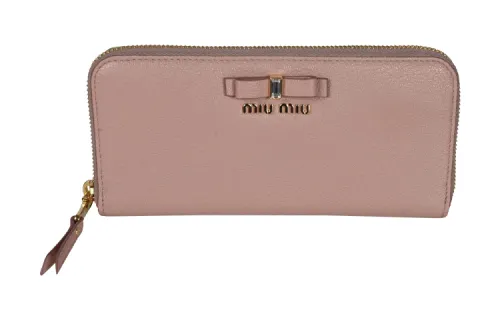 MIU MIU Zip Closure Leather Wallet Women's Pink