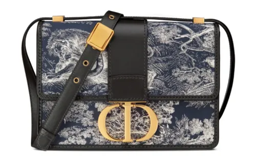 DIOR 30 Montaigne Jacquard Fabric Box Bag, Handbag, Shoulder Bag, Crossbody Bag Women's Blue