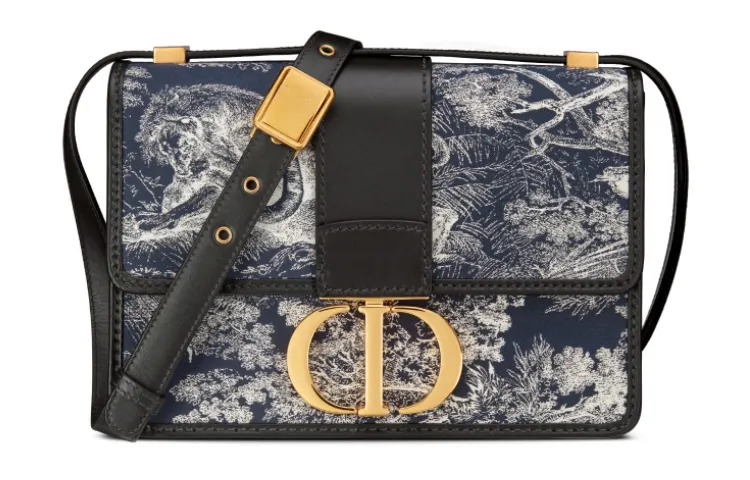 DIOR 30 Montaigne Jacquard Fabric Box Bag, Handbag, Shoulder Bag, Crossbody Bag Women's Blue
