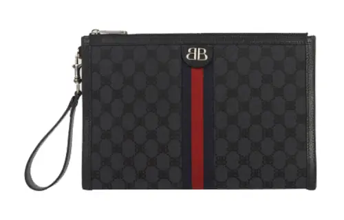 Balenciaga GUCCI, Collaboration Cow Leather Clutch Women's Black