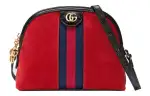 GUCCI Suede With Synthetic Leather Dome Bag, Shoulder Bag, Crossbody Bag Small Women's Red/Dark Blue